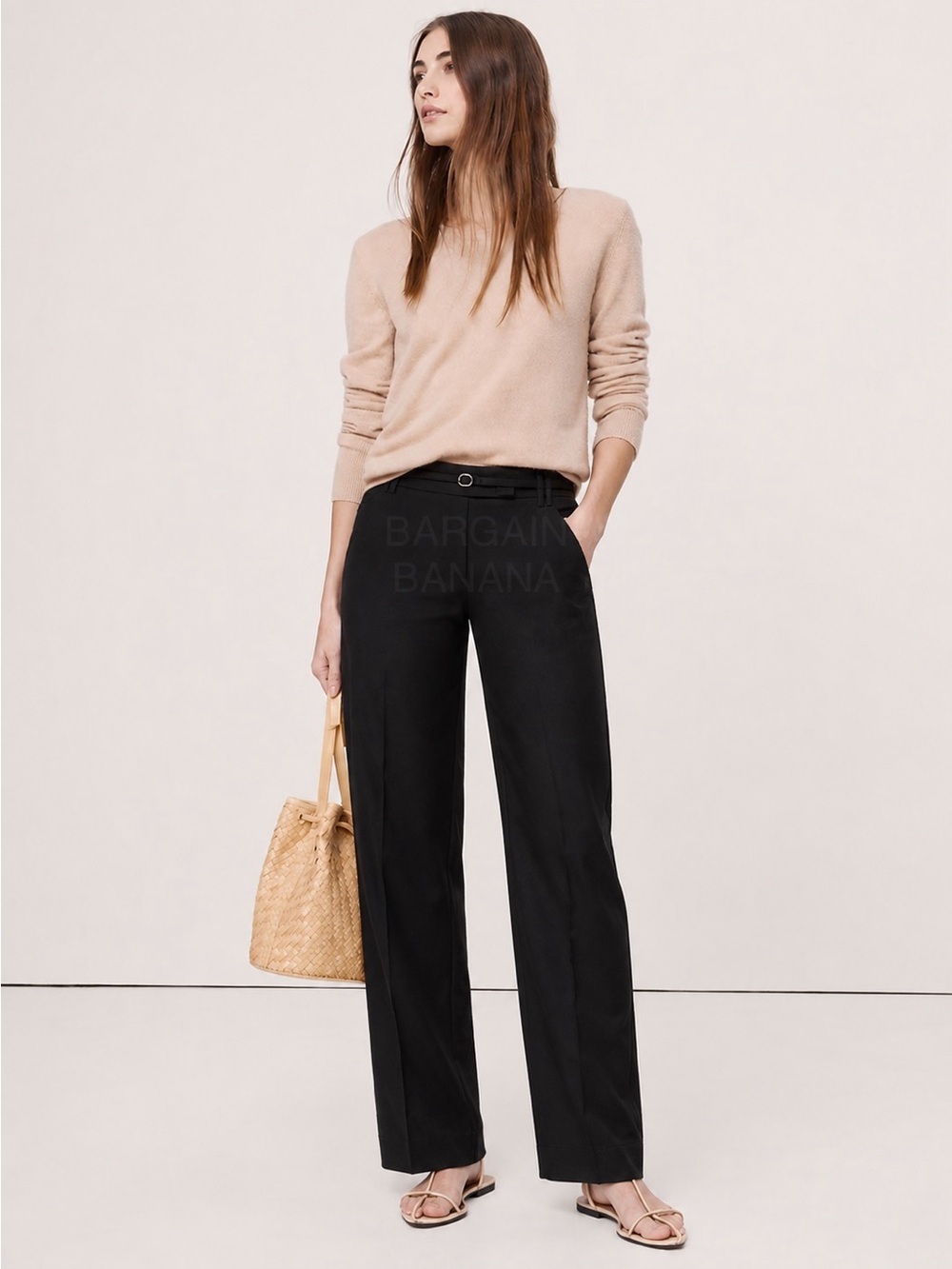 NWT! Banana Republic Black Mid-Rise Bootcut Wool-Blend Flannel Pant 826928 🖥️9️⃣